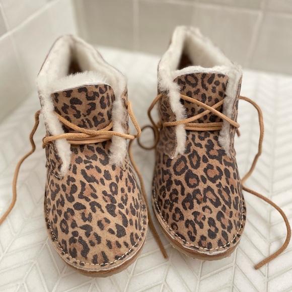 Beek Penguin Shearling Boots Size 10 Leather Leopard print - Picture 2 of 12